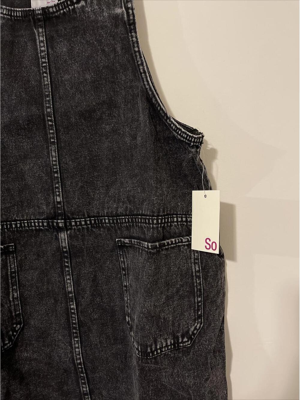 SO Womens Large Black Washed Cotton Jumper With Pockets & Frayed Hem NWT! A2999 - Picture 3 of 5